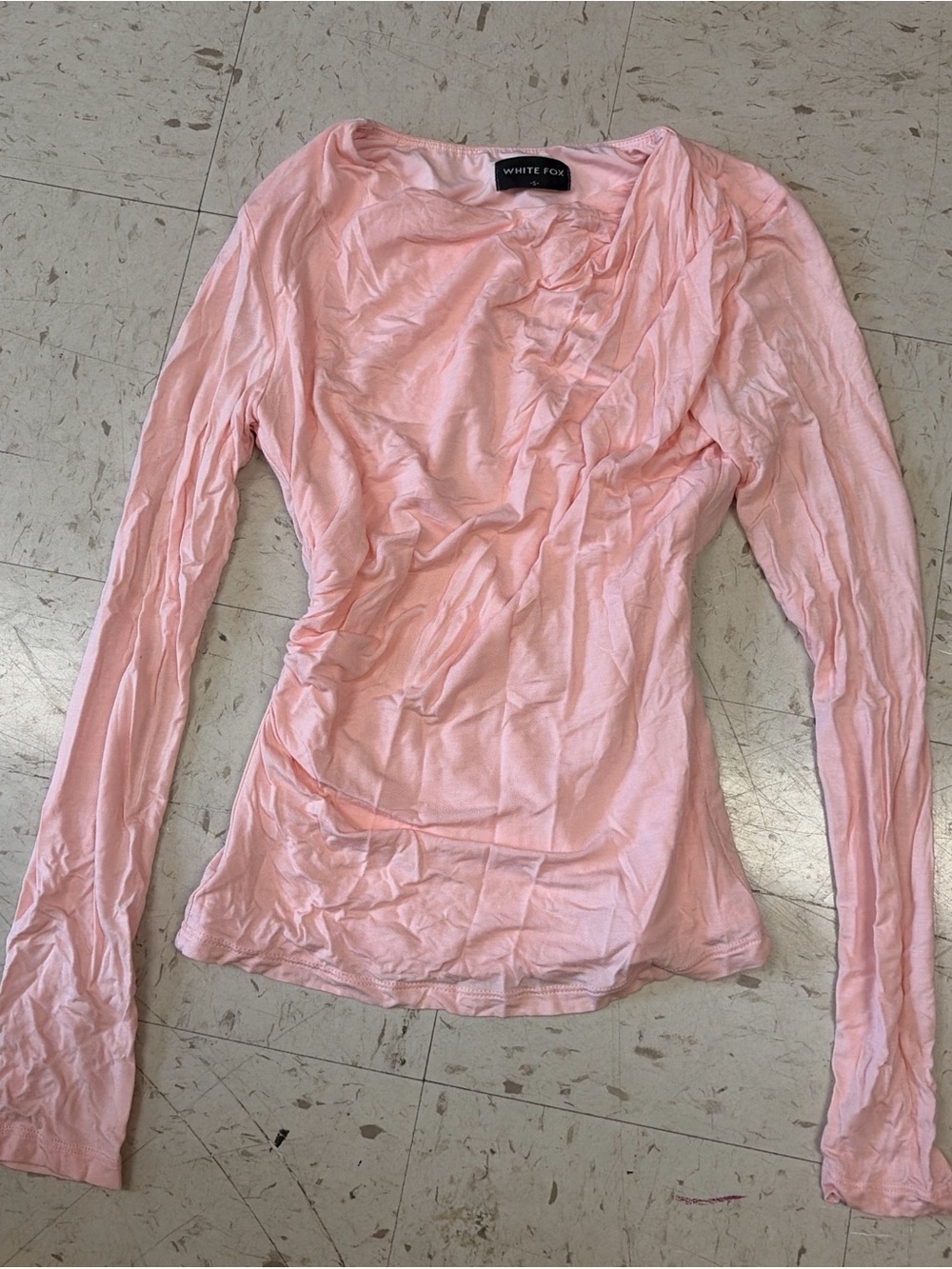 Women's Pink Long Sleeve Draped Top